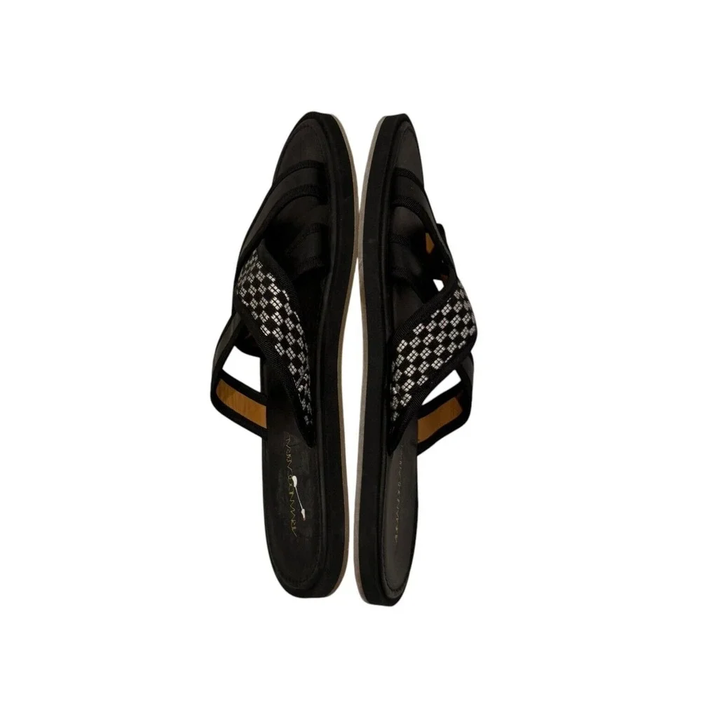 Armando Cabral Men's Black Arabia Iv Woven Cotton Leather Slides Sz 45 / 12 $485
